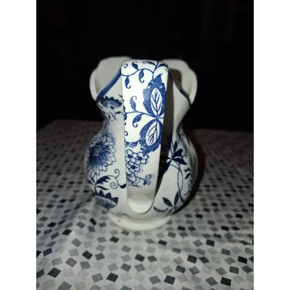 Enesco Blue Onion Small Creamer Pitcher Blue White Ceramic